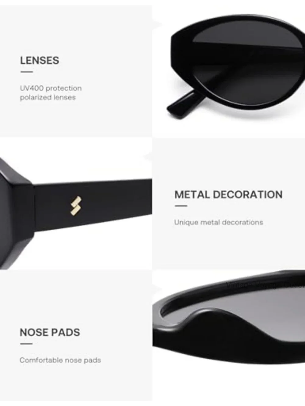 Retro Oval Cat Eye Sunglasses with Polarized UV400 Lenses